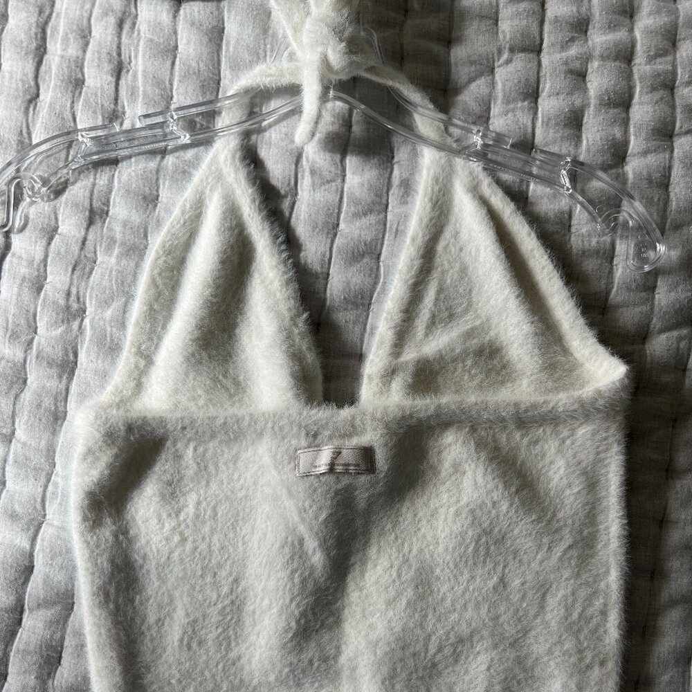 LIKE NEW Gymshark Whitney Eyelash Knit Midi Halter Top - Skylight White Sz Small - Picture 5 of 6